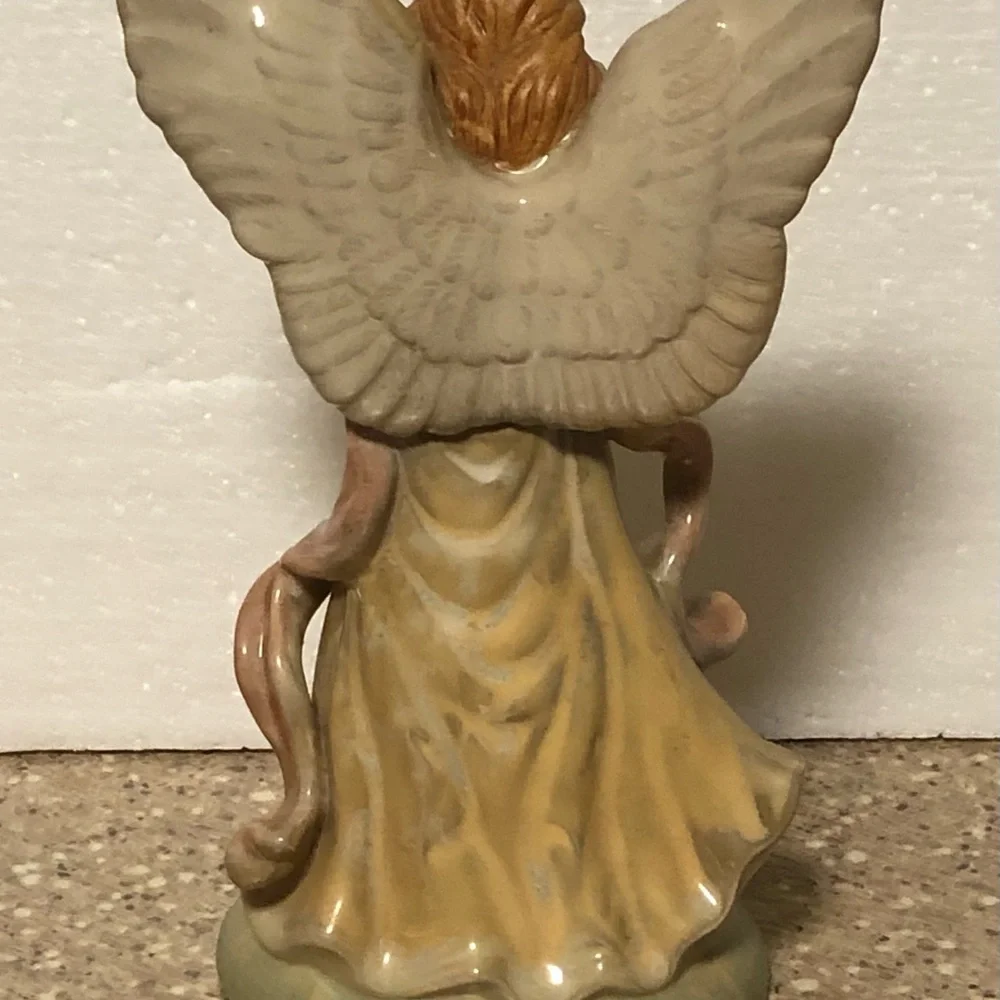 Porcelain Angel Figurine in Soft Cream and Pink